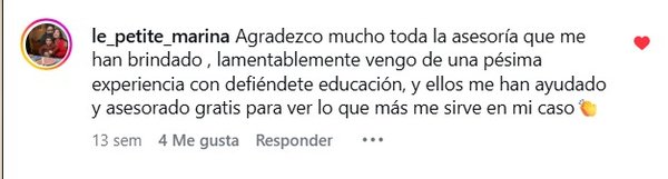 Captura del testimonio de @le_petite_marina en Instagram